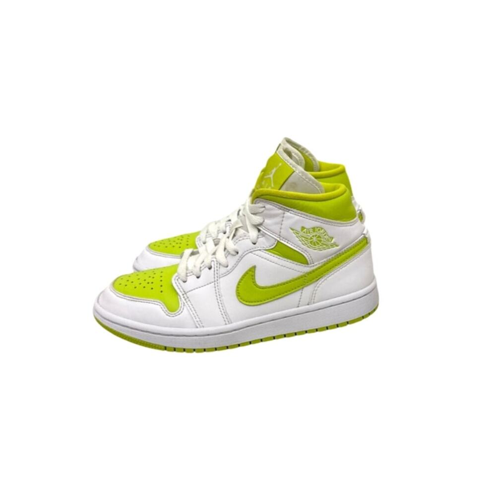 Jordan Shoes Nike Air Jordan 1 Mid White Lime Sneakers Size Women's 6.5